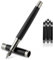 TIESOME Penna stilografica con pennino fine, con 6 cartucce di inchiostro da 2,6 mm, con converter e custodia in metallo nero opaco (punta fine da 0,5 mm)