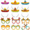 Lets Joy 6 Piezas Cinco De Mayo Sombrero Diadema, 6 Piezas Cinco de Mayo Gafas de Fiesta, Diadema Mexicana, Gafas de Fiesta Tropical Hawaiano, Mexicana Hawaii Papel Fiestas Accesorios