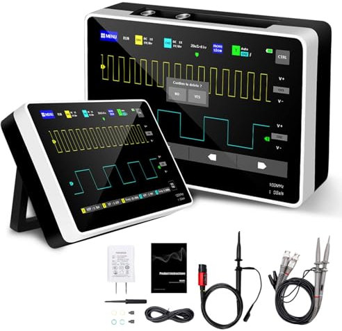 WESTOBiG [UPGRADED MODEL PLUS 100X PRODE] Oscilloscope, 1013D Plus Portable Digital Oscilloscope for Tablet with 2 Channels 100MHz Bandwidth 1gsa/s Sample Rate T Screen