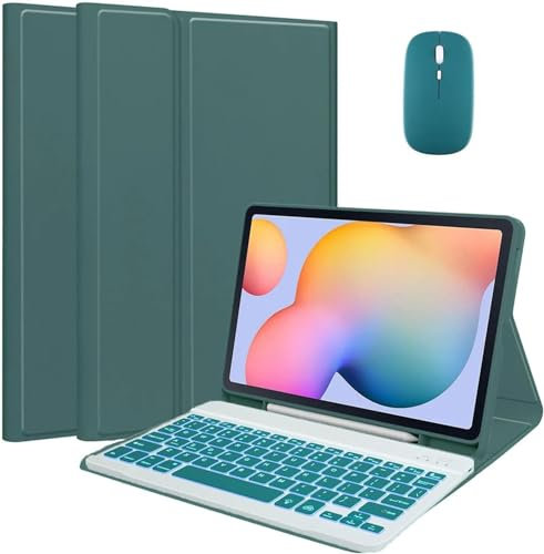 EHLCYS Étui avec Clavier Tactile pour Samsung Galaxy Tab A9 Plus 11 Modèle 2023 (SM-X210/X216/X218), Clavier Bluetooth sans Fil Magnétique Amovible, Étui Fin avec Porte-Stylo Et Souris,Vert