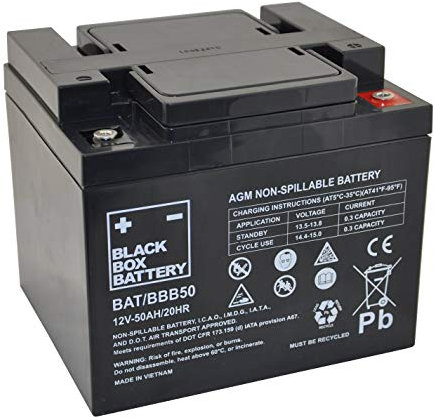 12V 50Ah Black Box Sealed Lead Acid Mobility Scooter Battery