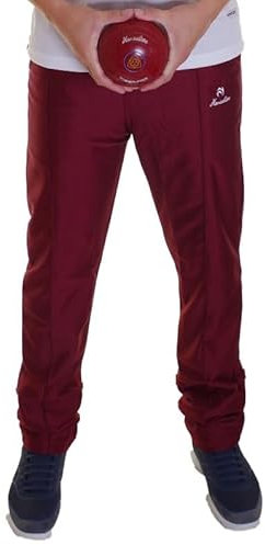 Henselite Sports Lawn Bowls Trousers for Men-Color Maroon-Waist 2XL, 29 inch Leg Length
