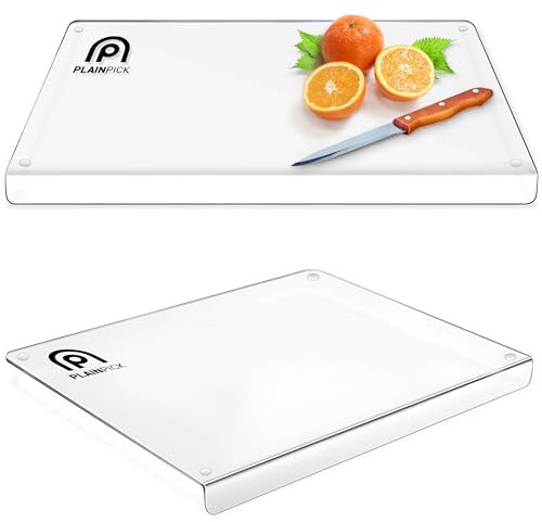 Acrylic Cutting Board with Counter Lip in Small, Large and XL, Clear Cutting Board with Lip for Countertop, Counter Protectors for Kitchen