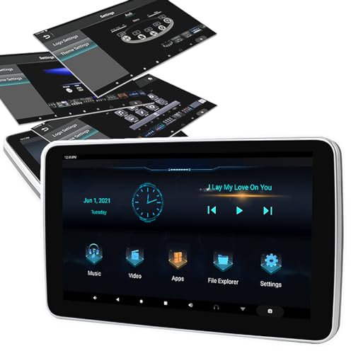 Car Tv Screens for Kids, Portable Smart Tv for Car, 1024 * 600 Resolution, Eight Core CPU, Built-in Speakers+Support Wireless Miracast And Airplay, for Most Cars,A