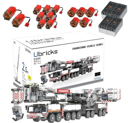 FULHOLPE Technik Kran für Liebherr LTM 11200 Raupenkran, 9177 Klemmbausteine 1:20 Motorisierter Groß Kranwagen Bausteinspielzeug LKW Model Kompatibel mit Großen Marken