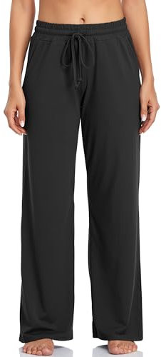 OURCAN Sweatpants Damen Freizeithose Sporthose Yogahose Jogginghose Lockere mit Elastischem Bund und Geradem Breite Beine (DE/NL/SE/PL, Alphanumerisch, M, Regular, Regular, Schwarz)