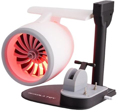 Creative Turbo Desktop Fan With Light, Adjustable Aircraft Fan With Spray, Jet Engine Model Kit With Humidification Spray Strong Airflow Low Noise 3d Diy Printed Electronic Structures