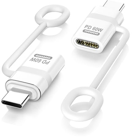 TiMOVO Adattatore da Lightning a USB C, 2 Pezzi Adattatore Lightning USB C con Ricarica Rapida a 60W e Loop Anti-Perso per iPhone 16/15 Serie, iPad, Galaxy S25, Non per Auricolari/Audio/OTG,Bianco