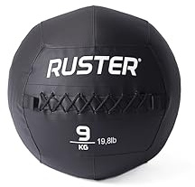RUSTER Wall Ball Black – Balón Medicinal de PVC Antideslizante para Crosstraining y Entrenamiento Funcional | Potencia, Resistencia y Precisión | Disponible de 3 a 15 kg (Negro, 9kg)