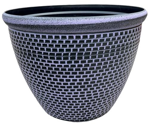 Gr8 Garden Large 36cm Plastic Round Cromarty Plant Pot Flower Planter Water Grow Tub Garden Patio Indoor Outdoor Decor (Purple, Pack of 1)