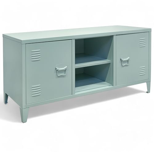 osoltus Industrial Sideboard Stahl Schrank Lowboard Spind 120x40x58cm salbeigrün