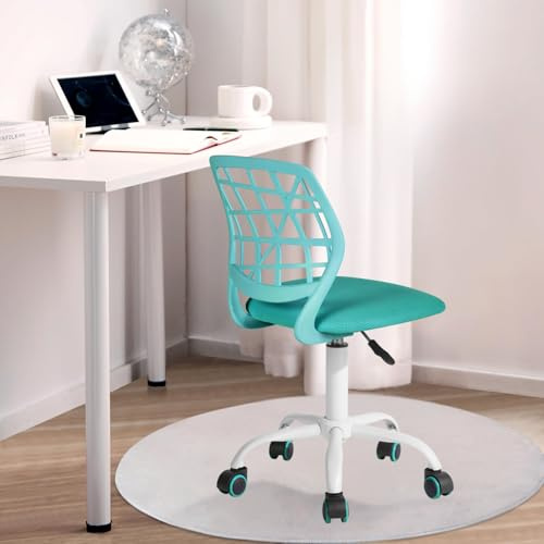 FurnitureR Kinder Schreibtischstuhl, höhenverstellbarer Drehstuhl mit kleinem Loch Rückenlehne Design, geeignet für Kinderzimmer oder Arbeitszimmer, grün I