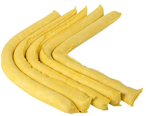 Chemical Absorbent Sock 120cm x 8cm (Pack of 20) | High-Performance Hazmat Absorbents for Chemical and Hazardous Spill Containment – Industry Standard Yellow for Spill Response and Cleanup