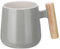 QUARKZMAN Tazza Caffè Ceramica 12,85 Oz Manico in Legno Tazze Caffè Fatte a Mano per Latte Caffè Tè Zuppa per Ufficio Casa e Regali per Donne e Uomini, Grigio