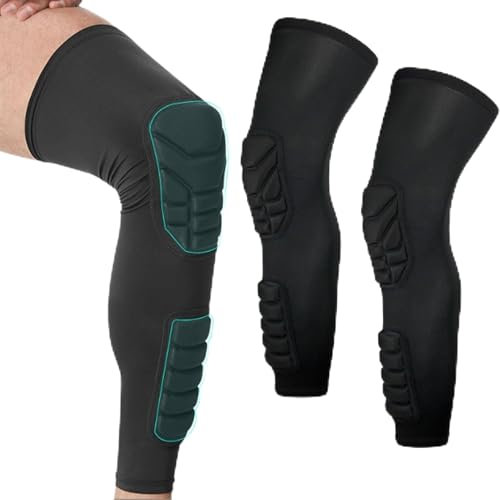 RenDiuJups Knee Pads Compression Leg Sleeve Calf Shin Support Protector Gear Sprots Brace for Men Women Volleyball Basketball Football Weightlifting and More - Pair of Sleeves(Black,L)