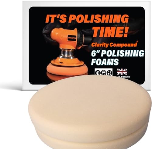 MINK METAL Clarity Compound White Polishing & Compounding Foam Pads, 150mm Hook & Loop for Fast One-Step Cutting & Polishing (2-Pack).