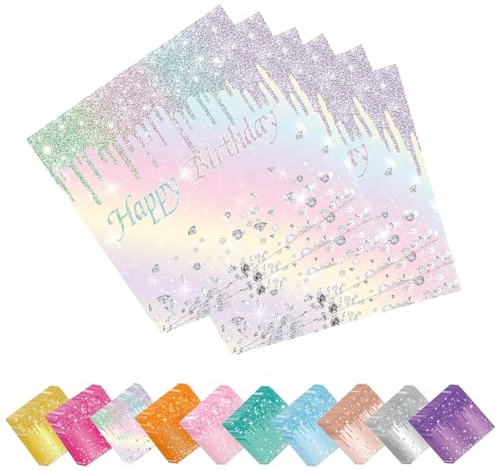 40 P RainBow Napkins for Her,Girls,Women,Sparkling Diamond RainBow Napkin Party Paper Sparkling Serviette,Disposable Tissue Dinner Serviette Dinnerware for Birthday,Wedding,Baby Shower Party Tableware