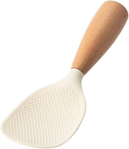 1Pc White Standing Silicone Rice Spoon Paddle, Household Rice Shovel Heat Resistant Anti-scalding Rice Scooper, Rice and Potato Servers
