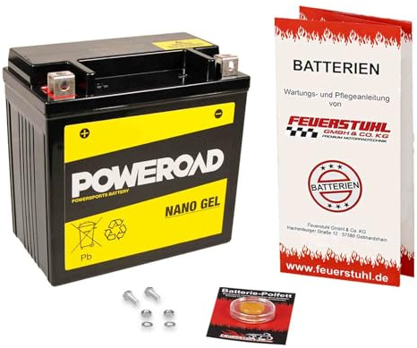 Batterie passend für Honda XRV 750 Africa Twin, 1993-2003 (RD07), startklar | Gel, wartungsfrei, einbaufertig, auslaufsicher, von Poweroad, inkl. 7,50€ Batteriepfand