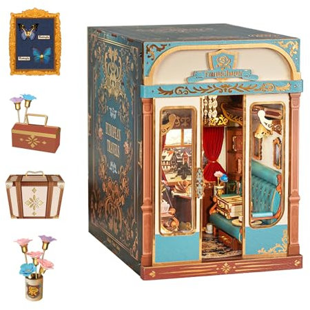 Tonecheer Kit Book Nook Scène Animée - Cabine de Train Infini Voyage Europe – Puzzle 3D DIY Miniature Maisonnette en Bois pour Adultes avec Couvercle Anti-poussière et Fenêtres Interchangeables