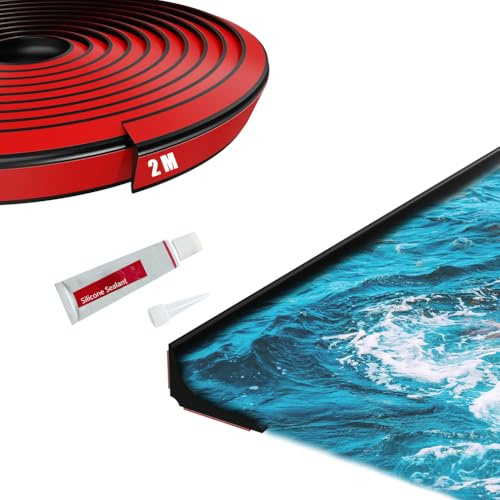 FFPMYF Paraspifferi per doccia e porta della doccia, in silicone, per piano di lavoro, colore: nero, 2 m