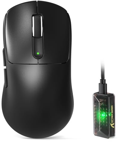 ATTACK SHARK V5 Mouse Gaming Wireless, 53g, Switch Ottici, MCU Nordic52840, Sensore PAW3950MAX, Ricevitore 8KHz LED, 20000 FPS, 42K DPI, BT/2.4Ghz/Cavo,500mAh