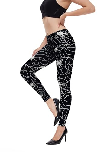 TMSD Damen Halloween 3D Druck Leggings Hohe Taille Skinny Festliche Hosen Kostüm S-3XL