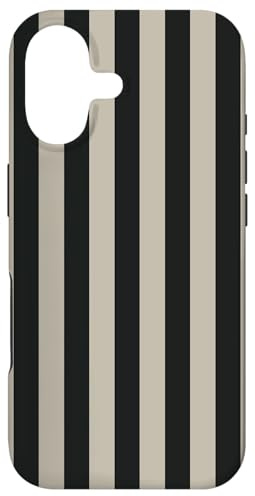 Vertical Stripes Black Beige Cream Minimal Aesthetic Cute Case for iPhone 17