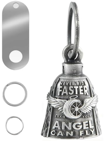 JOYOLA Guardian Bell Biker Bell, Motorrad Glocke Glücksbringer, Edelstahl Motorradglocke, Schutzglocke Engel Reitglocke, Motorradglocke Schlüsselanhänger für Segne Den Frieden, Glücksbringer