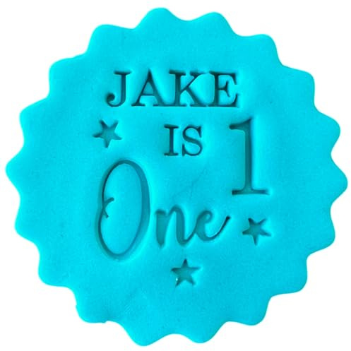 Personalised Birthday Cookie Stamp with Free Scallop Cutter, Your Custom Words, 5cm Acrylic Biscuit Embosser, Food-Safe Plastic Baking Tool, Fits M&S All Butter Biscuits (Design 6)
