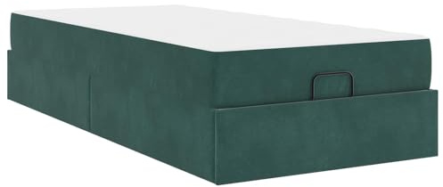 LoogCape Bettgestell mit Matratze, Grün Samt, 190x90x66 cm, Polsterbett Einzelbett mit Stauraum, Robustes Schlafzimmermöbel, Elegantes Design