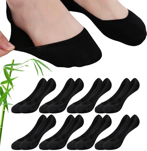 inaWarm Fantasmini Donna Bassi, 8 Paia in Bambù e Cotone, Taglia 35–42 | 40% bambù e 40% cotone, morbidi e traspiranti; silicone sul tallone per restare fermi con mocassini, ballerine e sneakers.