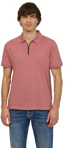 Street One MEN Kurzarm Poloshirt im Melange-Look Sunrise red L