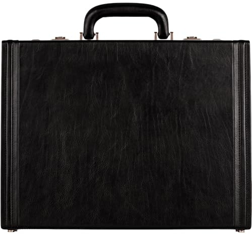 Time Resistance Leder-Aktenkoffer – Aktentasche aus italienischem Vollnarbenleder – Laptoptasche bis zu 15 – Hartschalenkoffer mit Schloss