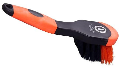 Imperial Riding Hufbürste IRH Grip, robuste Hufbürste mit effektiven Borsten, Bürste mit ergonomischem Griff für gründliche Hufreinigung, Orange-Dunkelgrau