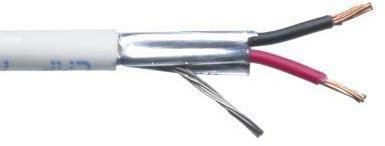 Custom Cable Connection 22 AWG 2 Conductor Stranded Shielded Plenum Cable White CL3P Jacket for Security/Alarm/Access Control/Sound - 100 Foot Roll in a Bag