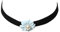 JUSTFOX - Choker Kropfband mit Samt Perlen-Blume Samt (blau)