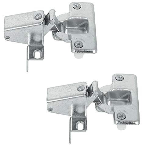 Gedotec Caravanscharnier Stollen-Scharnier 95° Kurzarm-Scharnier zum Einpressen | Möbelscharnier mit gewinkelter Montageplatte | Topfband für Stollenanschlag | 2 Stück - Topfscharnier Stahl vernickelt