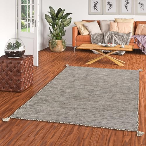 Navarro Natur Teppich Bauwolle Kelim Prico Ivory Beige in 8 Größen