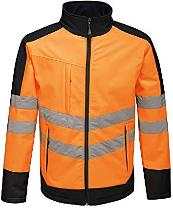 Regatta TRA625 5LV50 Professionelle Warnschutz-Softshelljacke, wasserdicht und atmungsaktiv, Orange/Marineblau, Größe S