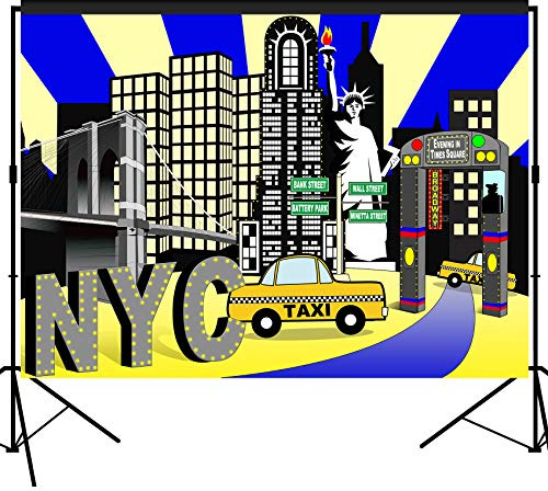 musykrafties New York City Times quadratischer Hintergrund - Großes Banner - Desserttischdekoration - Fotografie, 2,1 x 1,5 m