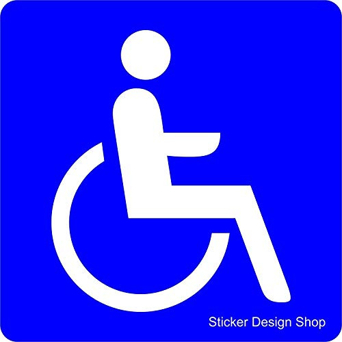2er Set Rollstuhl Rollstuhlfahrer Behinderten Aufkleber Vinyl Stickers in Blau 8cm