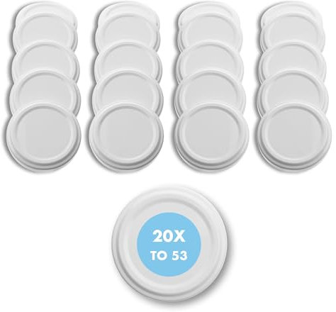 Flaschenbauer 20 St. Ersatzdeckel Twist-Off-Deckel 53 mm weiß für Glasflaschen, Milchflaschen und Einmachgläser