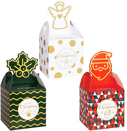 Weihnachten Geschenkbox, 12 Stück Klein Geschenkkarton Leer Papier Faltschachtel Pralinenschachtel Geschenkschachtel für Weihnachten Geschenk Dekoration