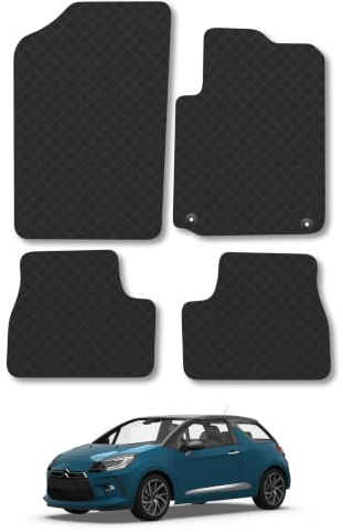Citroen DS3 (2010-2015) 3mm Rubber Car Mats | Tailored Fit Durable Floor Mats Full Coverage Protection Waterproof Accessories Easy Clean Anti Slip Made in the UK