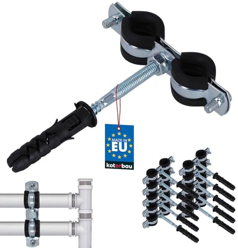 KOTARBAU® 10er Set Doppel Rohrschelle 3/8 mit Gummieinlage Vibrationsdämmend Rohrhalter Schraubrohrschelle Rohrbefestigung Rohrhalterung für Kanäle Rundleitungen Lüftungskanäle