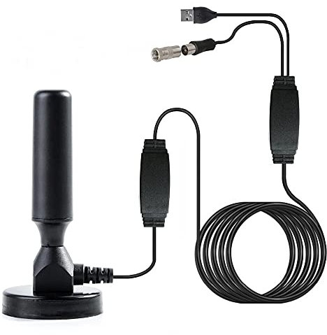 Antenne TV intérieur Extérieur puissante, Antenne TNT DVB-T2, Amplifiée 50 Miles avec Amplificateur de Signal Booster et 3M Câble Coaxial, Soutien Smart TV 1080P HD 4K VHF UHF FM