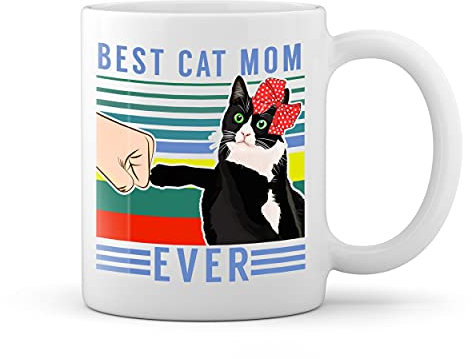 Best Cat Mom Ever Vintage Weiße Tasse Mug
