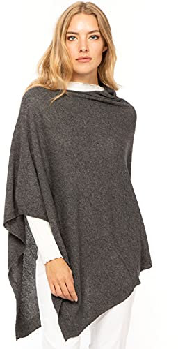 Marine Cashmere - Poncho aus Kaschmir-Mischgewebe für Damen, zart und weich, aus Kaschmir (Basalt)