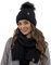 VIVISENCE Trendige Damen Winter Bommelmütze Mit Weichem Vlies-Innenfutter Aus Wärmendem Garn Antistatische Eigenschaften Perfekte Passform Für Kalte Wintertage Modisches Design, Schwarz,Einheitsgröße
